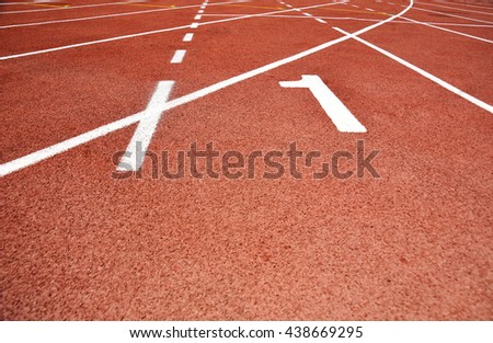Run Track at Stadium with Number One