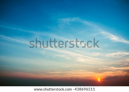 Beautiful sunset and cloud on the sky background in summer day- Vintage color