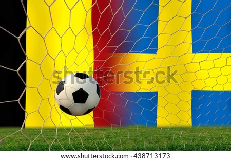 team balls for Belgium vs Sweden football tournament match.