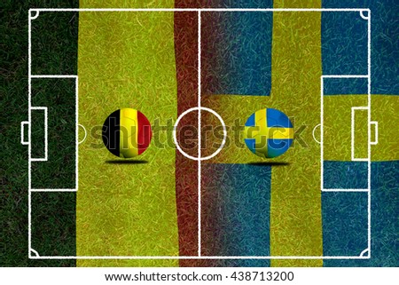 team balls for Belgium vs Sweden football tournament match.