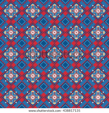 Stock vector illustration seamless pattern, background, geometric, red, blue elements