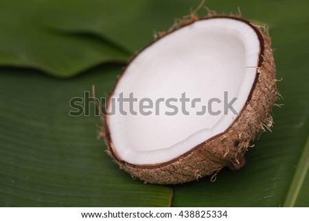 Coconut on a wood background.coconut milk