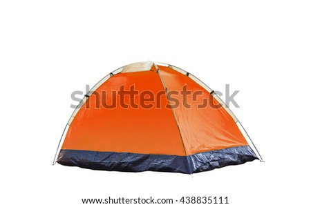 Isolated orange dome tent on white with clipping path