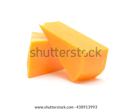 cheddar cheese isolated on white background Royalty-Free Stock Photo #438913993