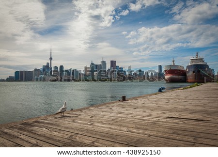 cityscape of Toronto in Canada, the view of Lake Ontario
