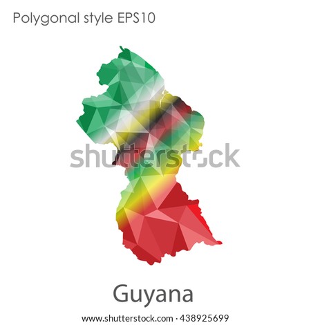 Guyana map in geometric polygonal style.Abstract gems triangle,modern design background.Vector illustration EPS10