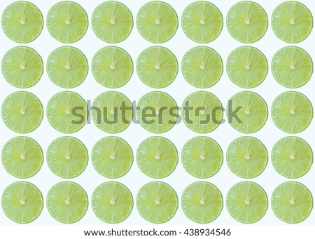Pattern of fresh slice lime isolated on white background.