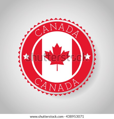 Canada County design. Maple leaf icon. Seal stamp illustration