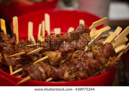 Mini-kebabs of lamb, Asian-style.