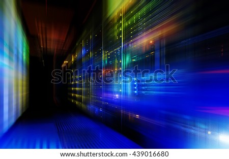 fantastic view of mainframe in the data center row Royalty-Free Stock Photo #439016680