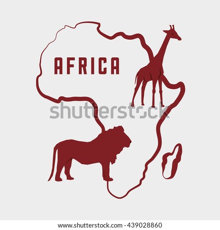 Africa design. map shape icon. animals illustration, vector grap
