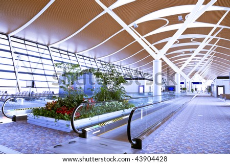 interior of the airport in pudong shanghai china.