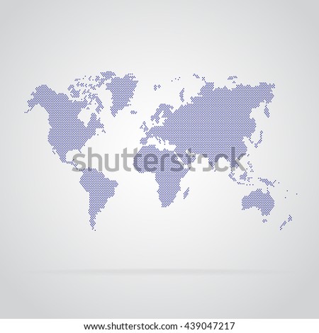 Vector illustration of a world map of dots.