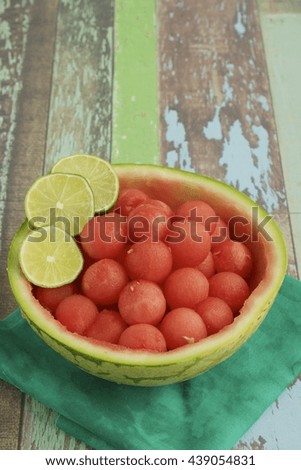 Fruit salad with watermelon balls