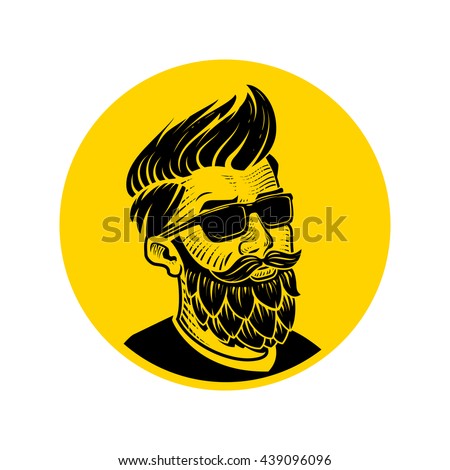 Man with beard in the form of hop vector illustration. Craft beer logo