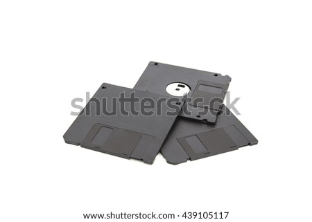 Black Floppy disk data storage on white background