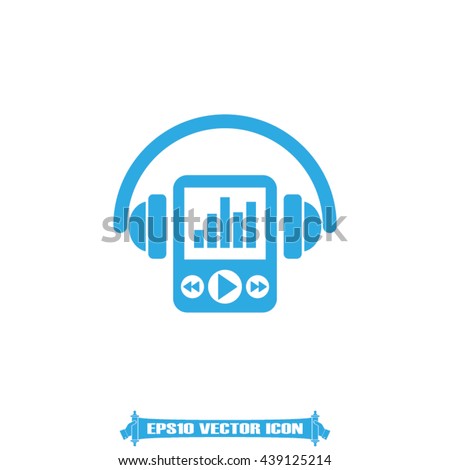 Multimedia player and headphones icon vector illustration eps10