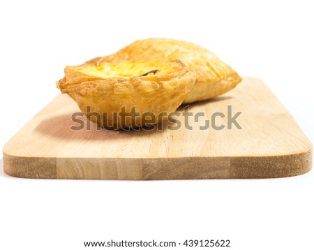 Desert, Curry puff pastry egg tart on wood