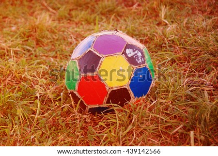 soccer ball , colorful, old , ragged
