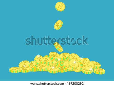 gold coins flat design vector illustration