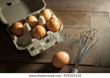 Eggs with baking accessories.