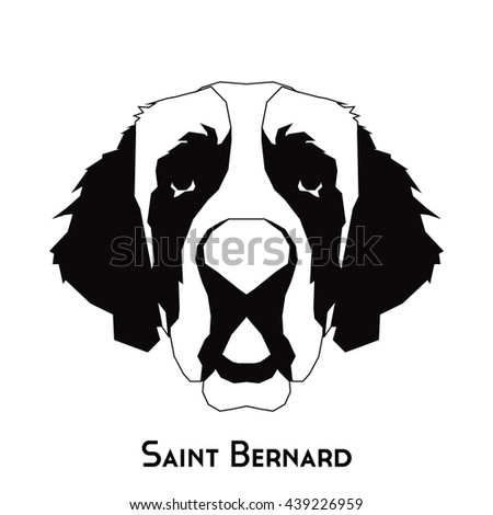Isolated silhouette of a Saint Bernard on a white background