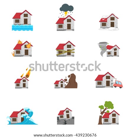 Illustration of natural disaster icon set