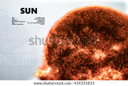Sun. Minimalistic style set of objects in the solar system. Elements of this image furnished by NASA