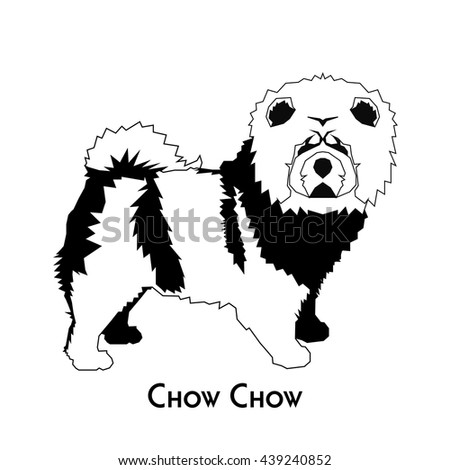 Isolated silhouette of a chow chow on a white background