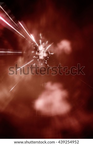 A zooming explosion of laser beam with dreamy smoke.

