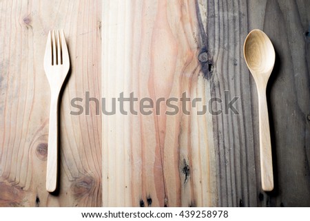 wooden spoon ,fork  on wooden table
