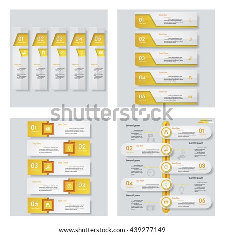Collection of 4 yellow color template/graphic or website layout. Vector Background. For your idea and presentation.