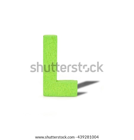 alphabet letter wood long shadow  on white background