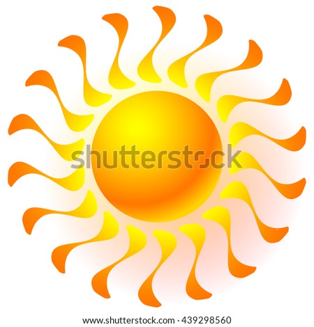 Sun clip-art with transparent glow effect. Sun shine, weather, tanning, sun bathing concepts.