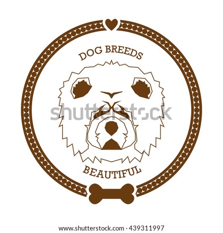 Isolated sticker with a silhouette of a chow chow on a white background