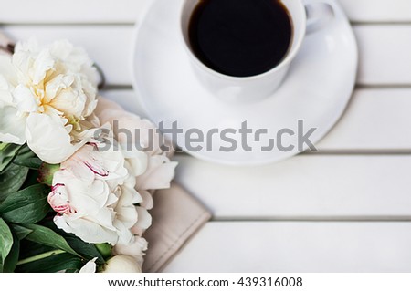 peonies on white background 