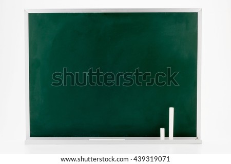 Empty of Blackboard Textured  Background with Chalks and Eraser