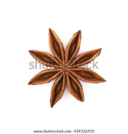 Single Chinese star anise seed isolated over the white background Royalty-Free Stock Photo #439326910