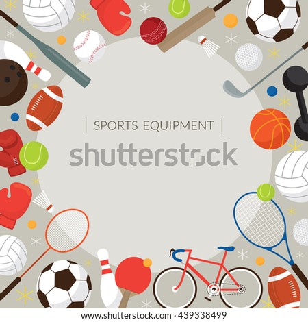 ports Equipment, Flat Icons Frame, Objects, Recreation and Leisure