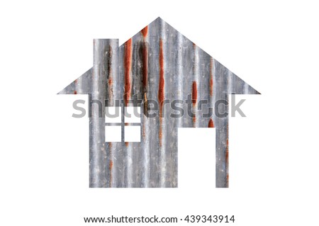 house icon from old zinc texture isolated on white