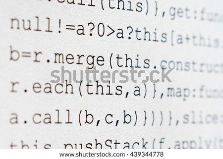 Software developer programming code. Abstract script source code.