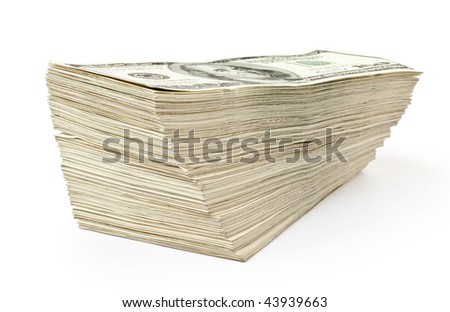 lot of dollars isolated on white background