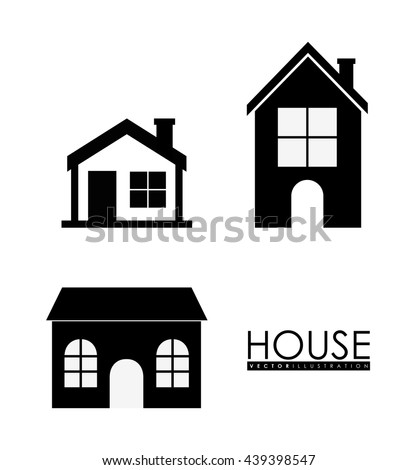 Family House. Home icon with door and windows, graphic design