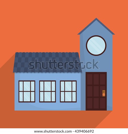 Family House. Home icon with door and windows, graphic design