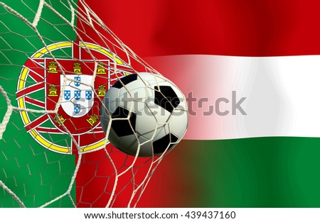 Football competition between national teams  Portuguese and Hungary.
