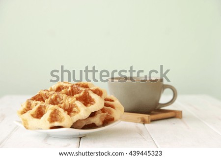 waffles on wooden table vintage effect style pictures