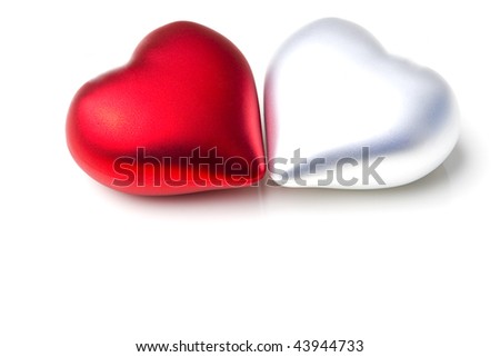 Pair of decoration hearts emotional love symbol gift for Valentine's Day present isolated