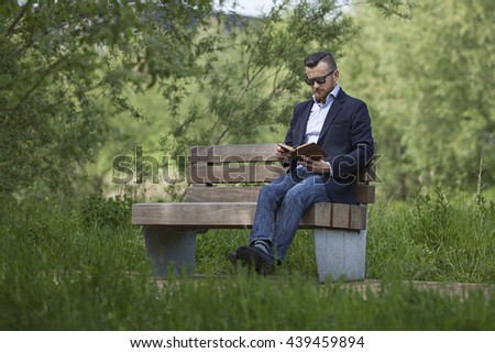 Bearded man in park