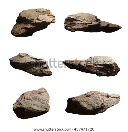 Set of cliff stones isolated white background, Objects with Clipping Paths for design work, The direction of the contrast light Royalty-Free Stock Photo #439471720