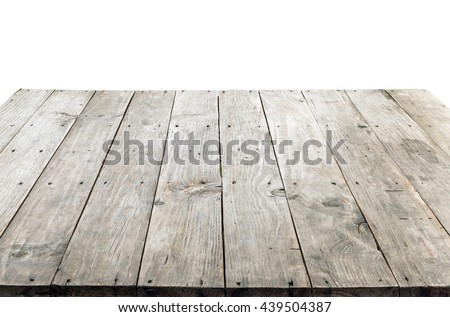wood table top on white background, can be used for display or montage your product